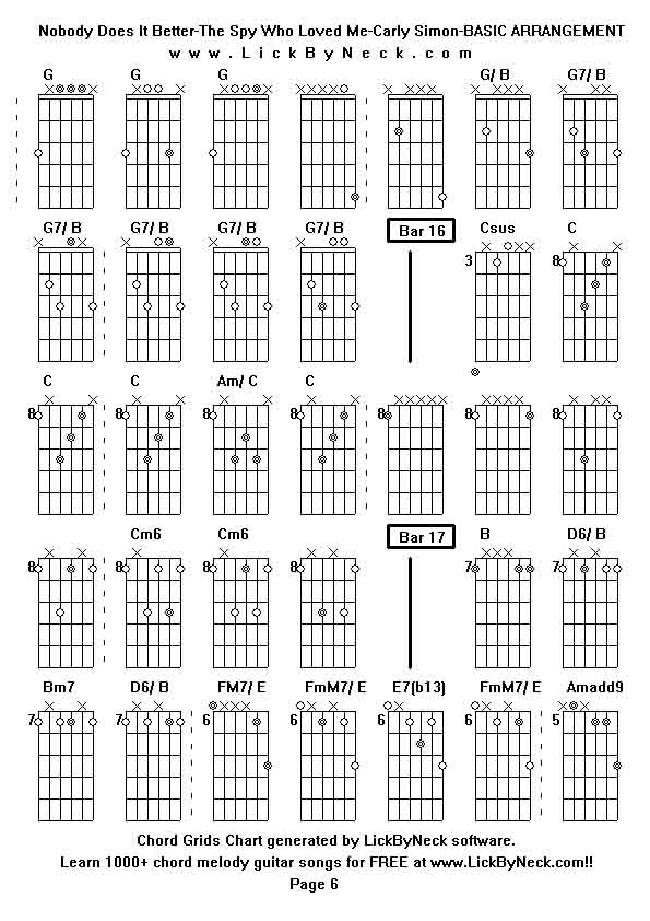 Chord Grids Chart of chord melody fingerstyle guitar song-Nobody Does It Better-The Spy Who Loved Me-Carly Simon-BASIC ARRANGEMENT,generated by LickByNeck software.